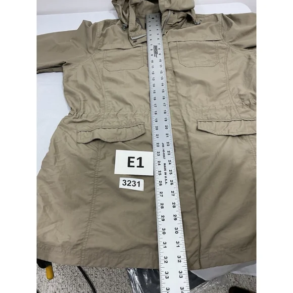 Womans Eddie Bauer Size 2XL Tan Full Zip Full Snap Hooded Wind Breaker - Picture 7 of 9